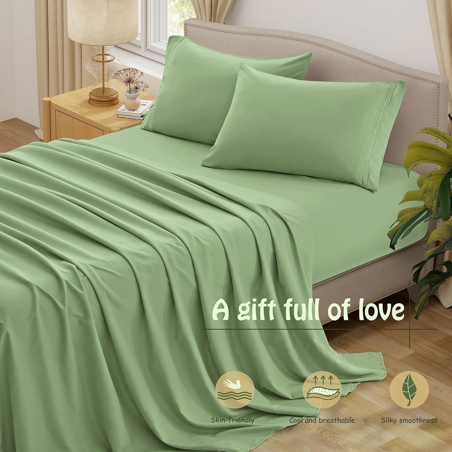 Ensemble de draps 4 pièces vert clair