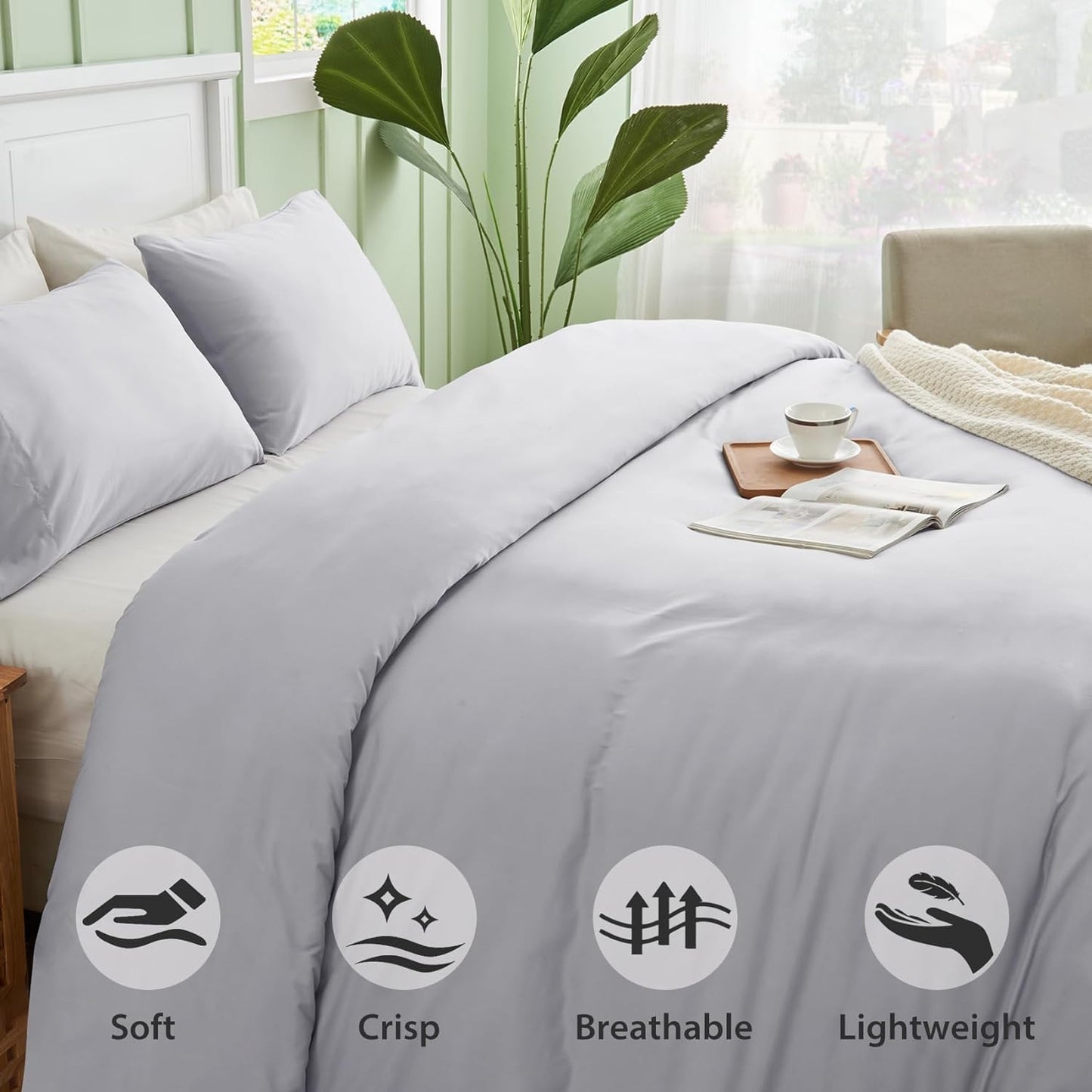 Light Grey 3 Piece Duvet Cover Set