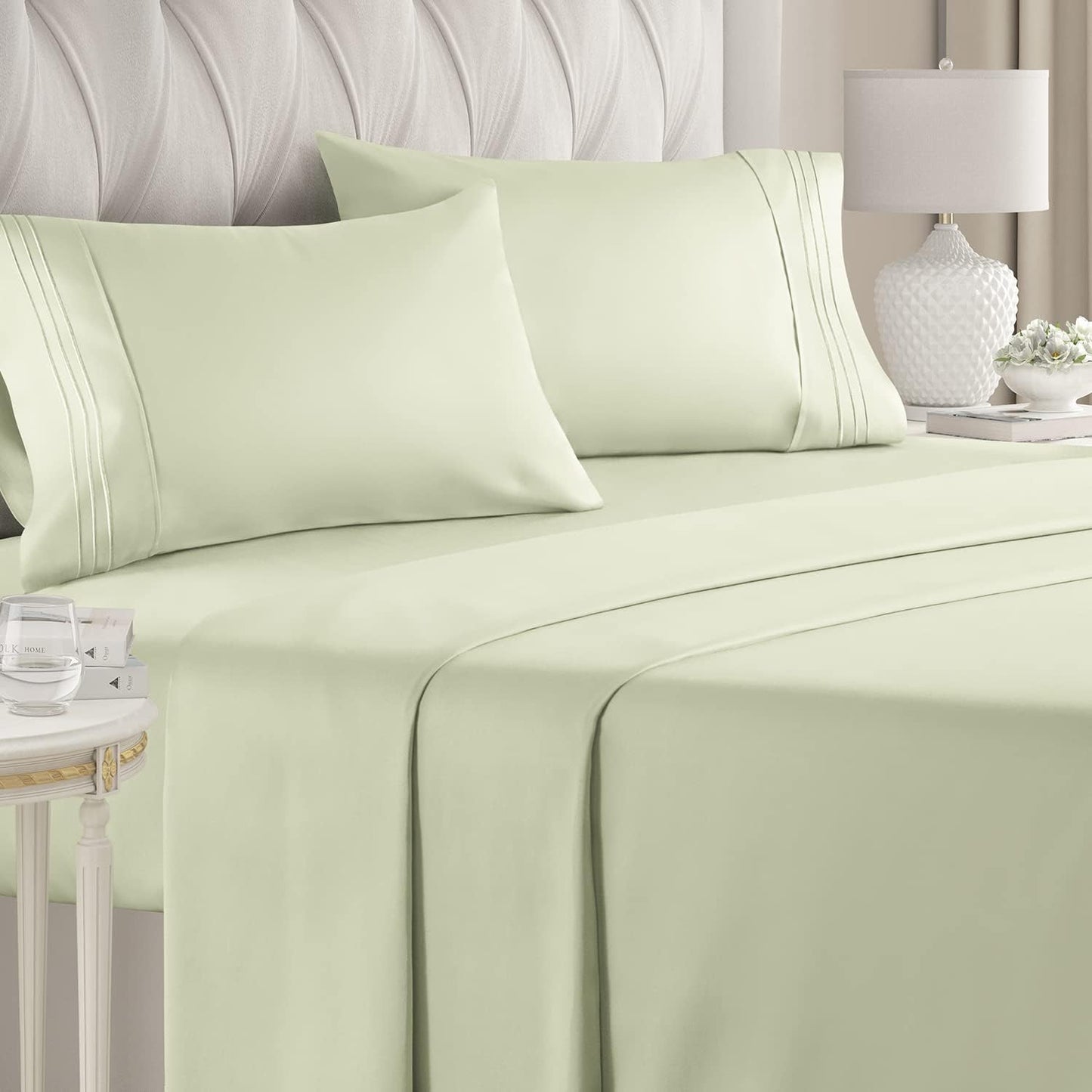 Solid Light Sage Green Deep Pocket 4 Piece Sheet Set
