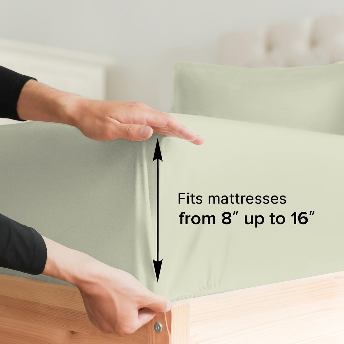 Solid Light Sage Green Deep Pocket 4 Piece Sheet Set