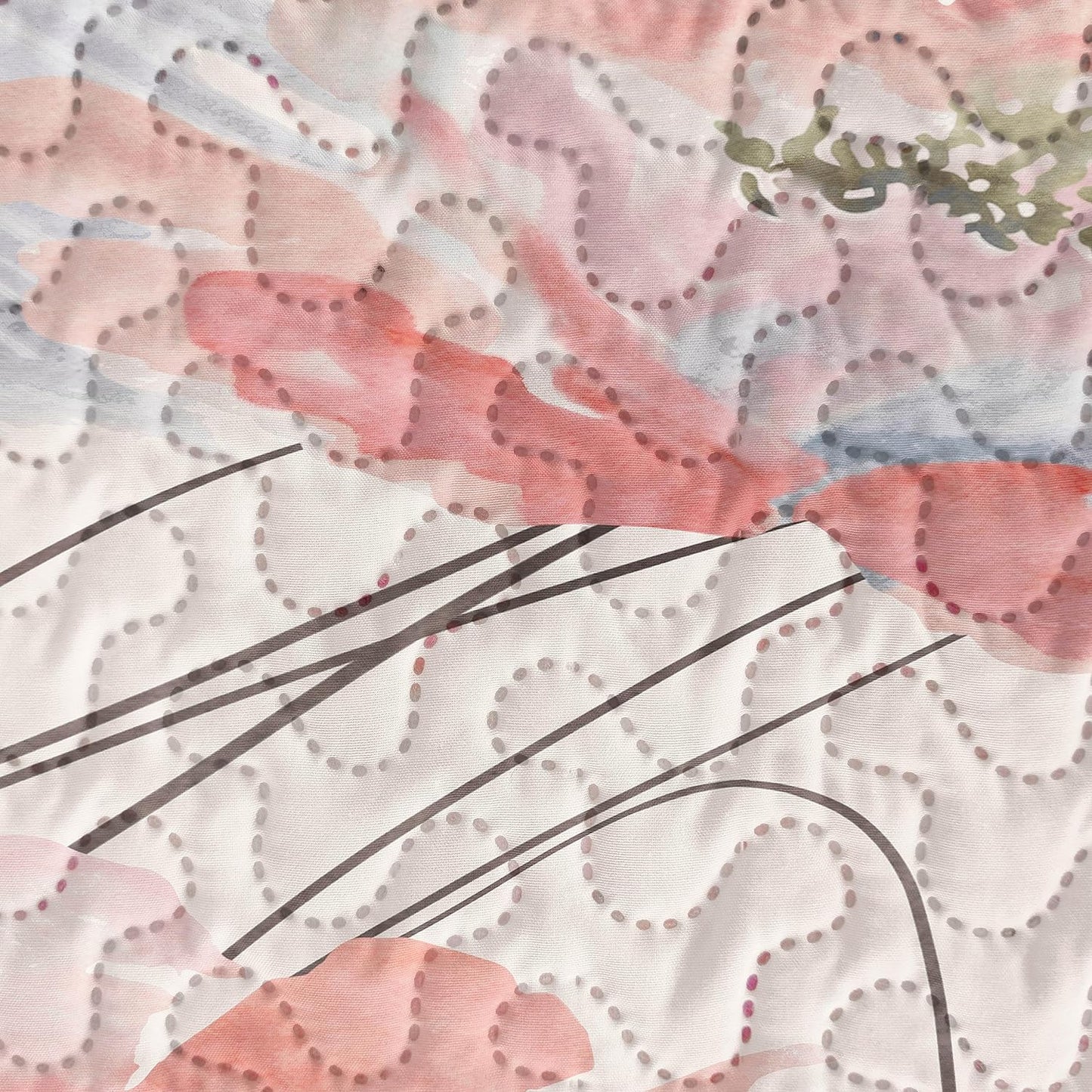 Pink Abstract Floral Reversible 3 Piece Quilt Set