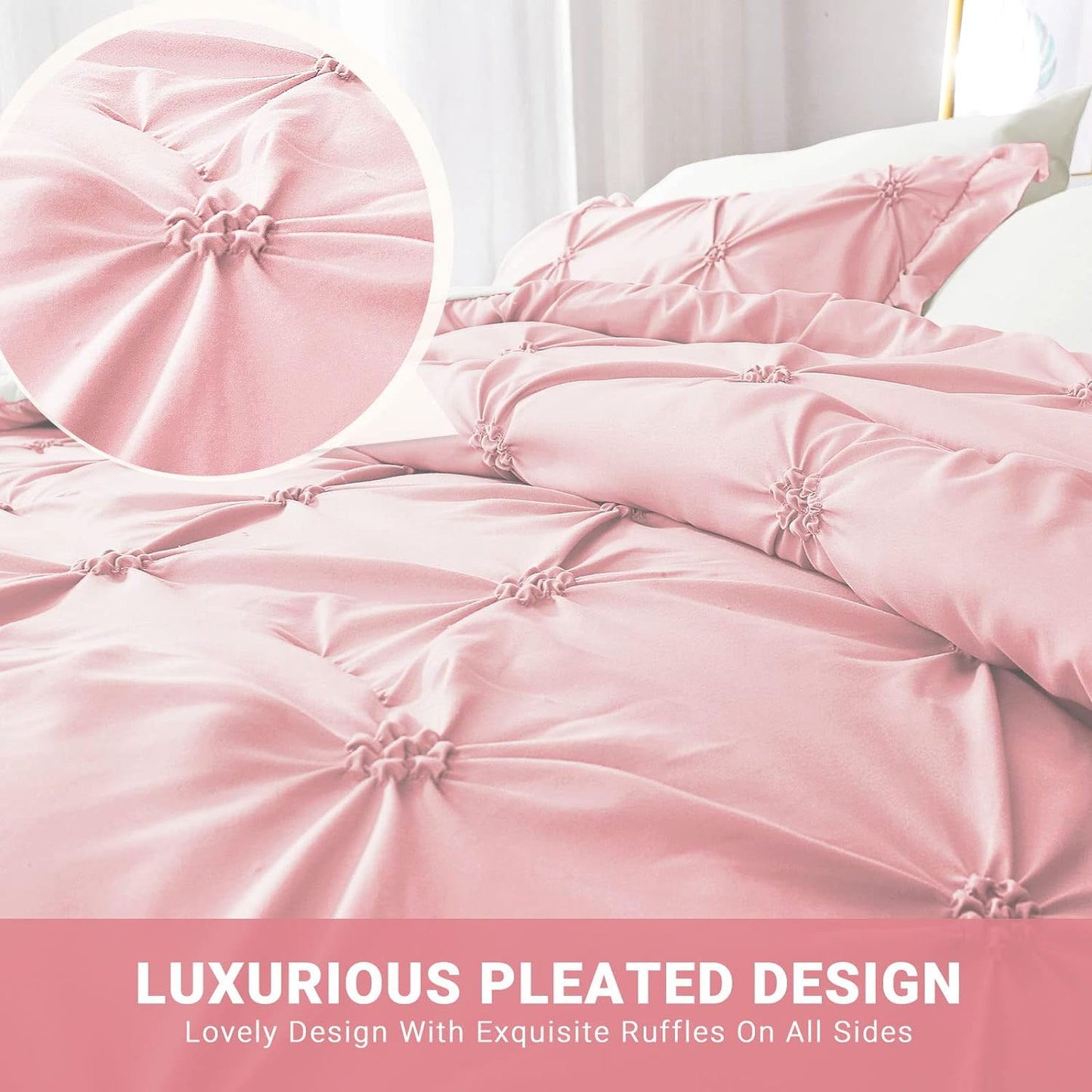 Pink & Ivory Pintuck 7 Piece Comforter Set