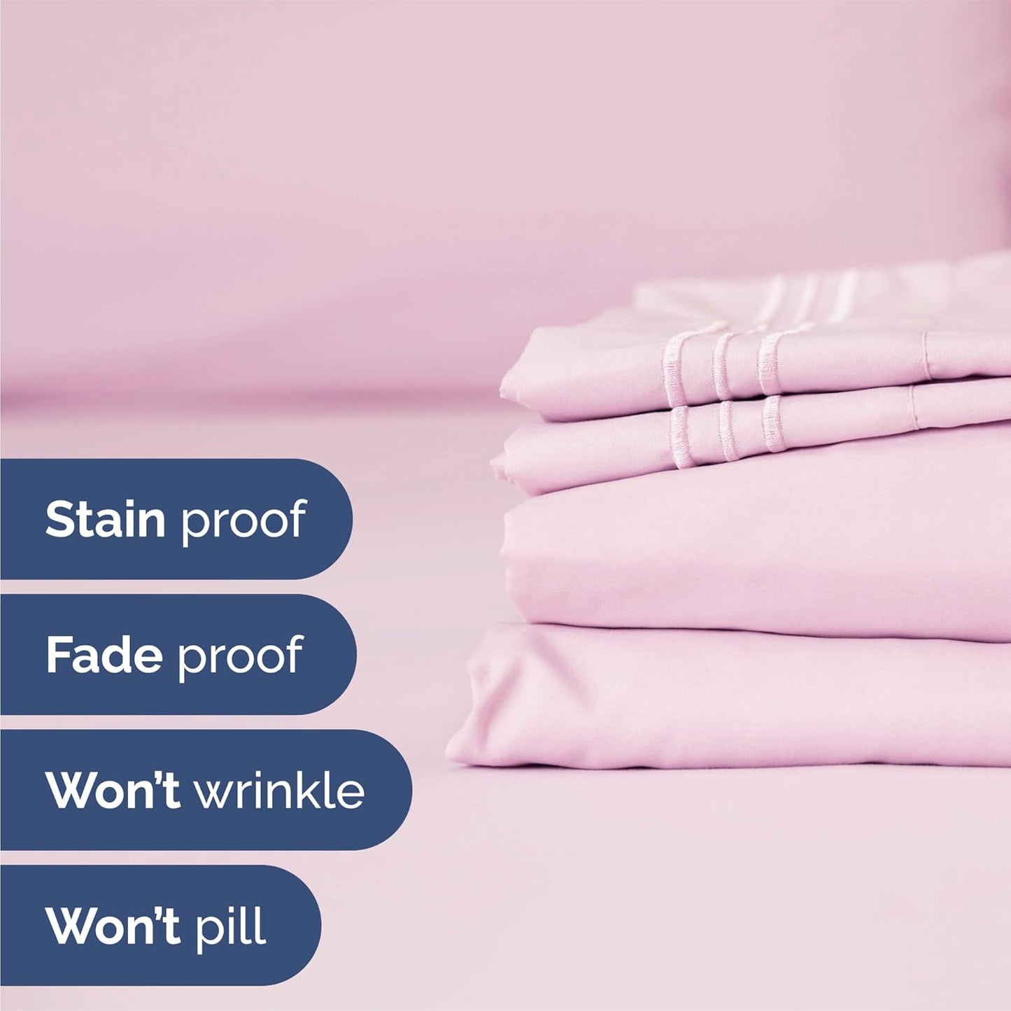 Pink Deep Pocket 4 Piece Sheet Set