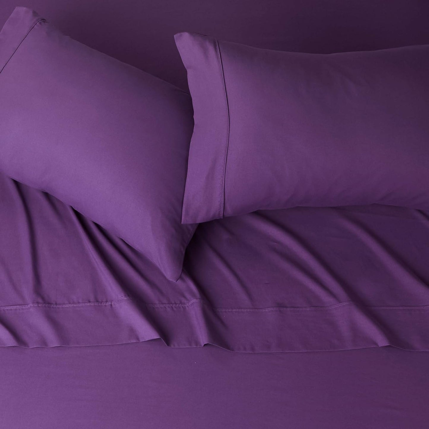 Ensemble de draps 4 pièces à poche profonde Prune