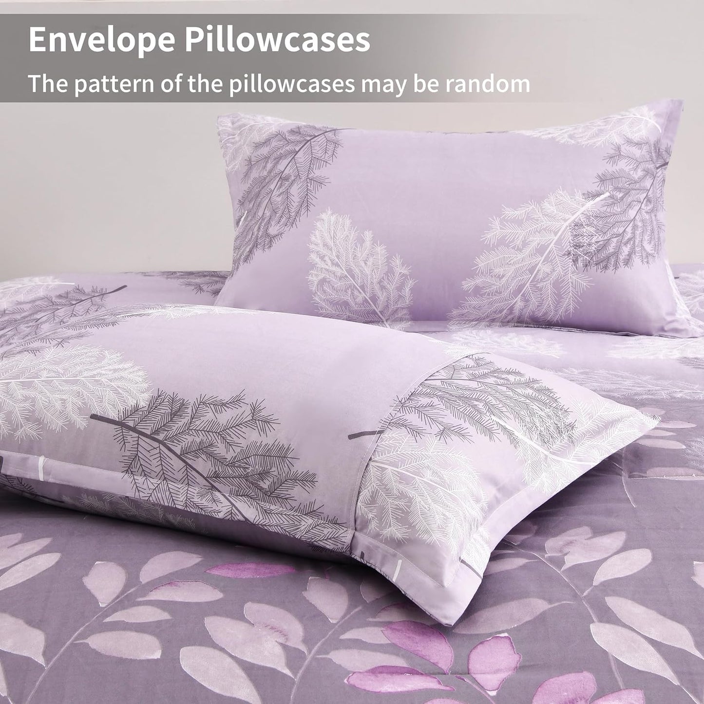 Botanical Purple Leaves 3 Piece Comforter Set