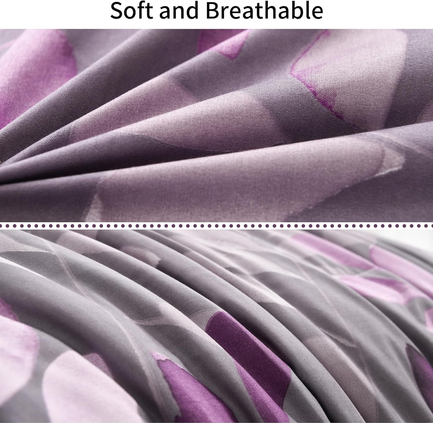 Botanical Purple Leaves 3 Piece Comforter Set