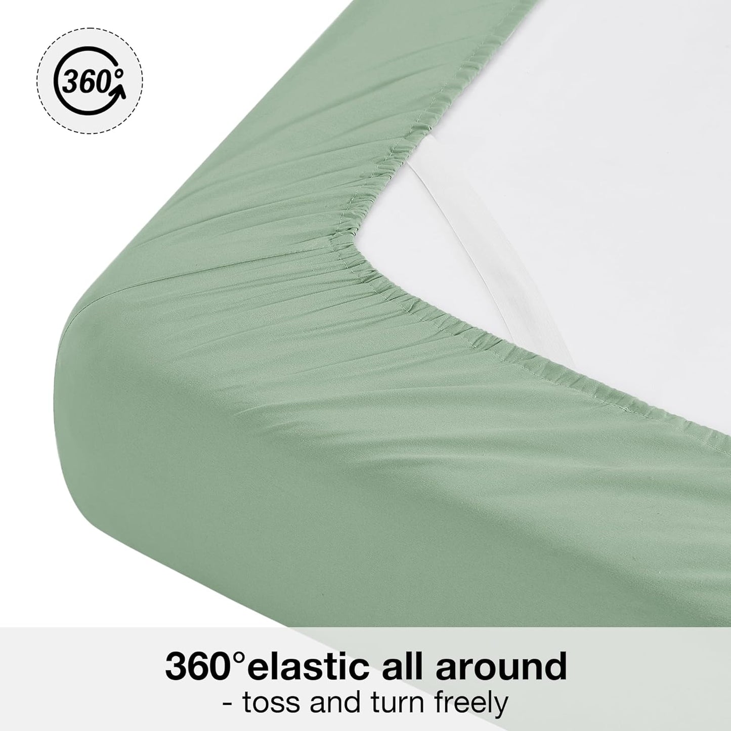 Ensemble de draps 4 pièces à poche profonde vert sauge