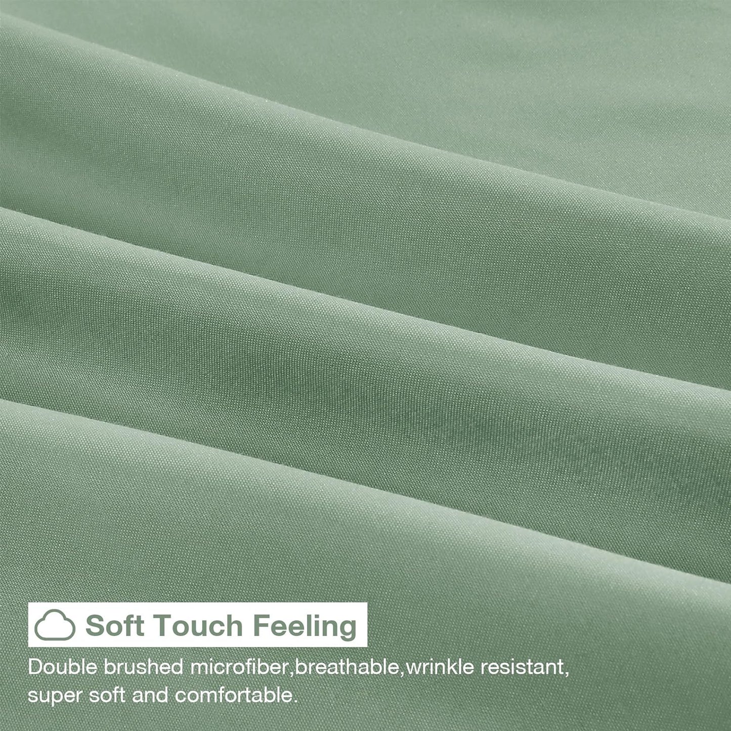 Ensemble de draps 4 pièces à poche profonde vert sauge