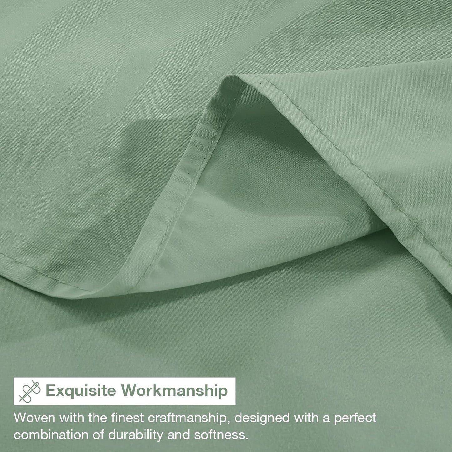 Ensemble de draps 4 pièces à poche profonde vert sauge