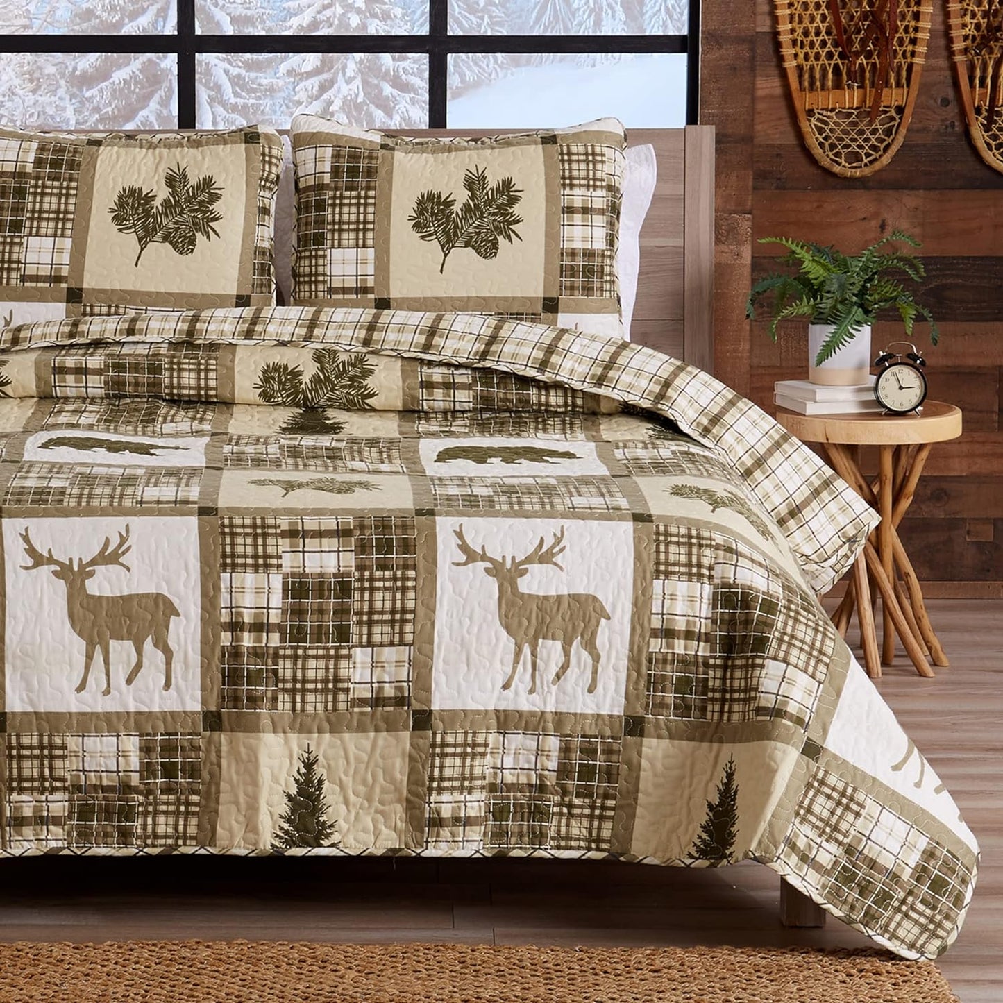 Stonehurst Plaid Patchwork 3 Piece Bedding Quilt Set