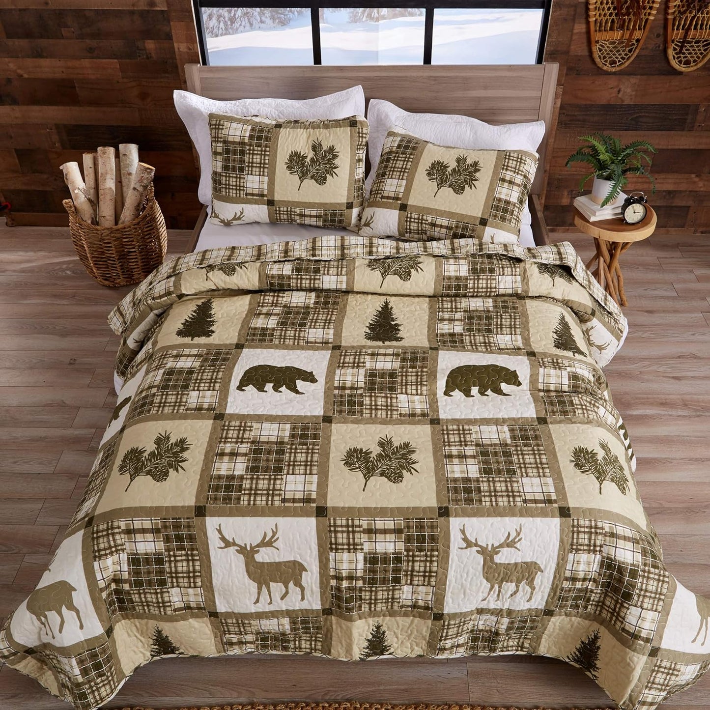 Stonehurst Plaid Patchwork 3 Piece Bedding Quilt Set