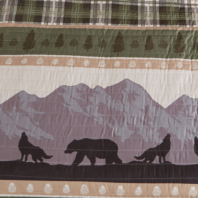 Wolves & Bears Cabin 3 Piece Bedding Quilt Set