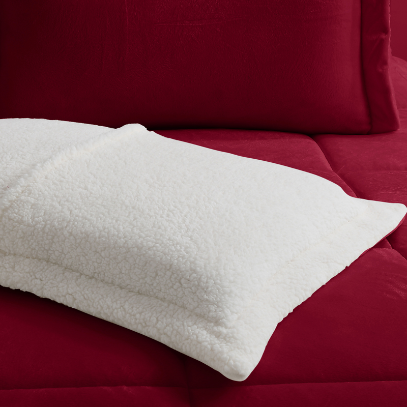 Burgundy Reversible Sherpa 3 Piece Comforter Set
