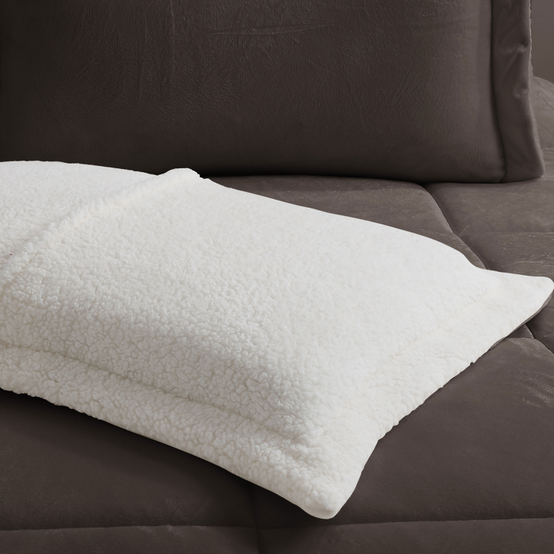Chocolate Reversible Sherpa 3 Piece Comforter Set
