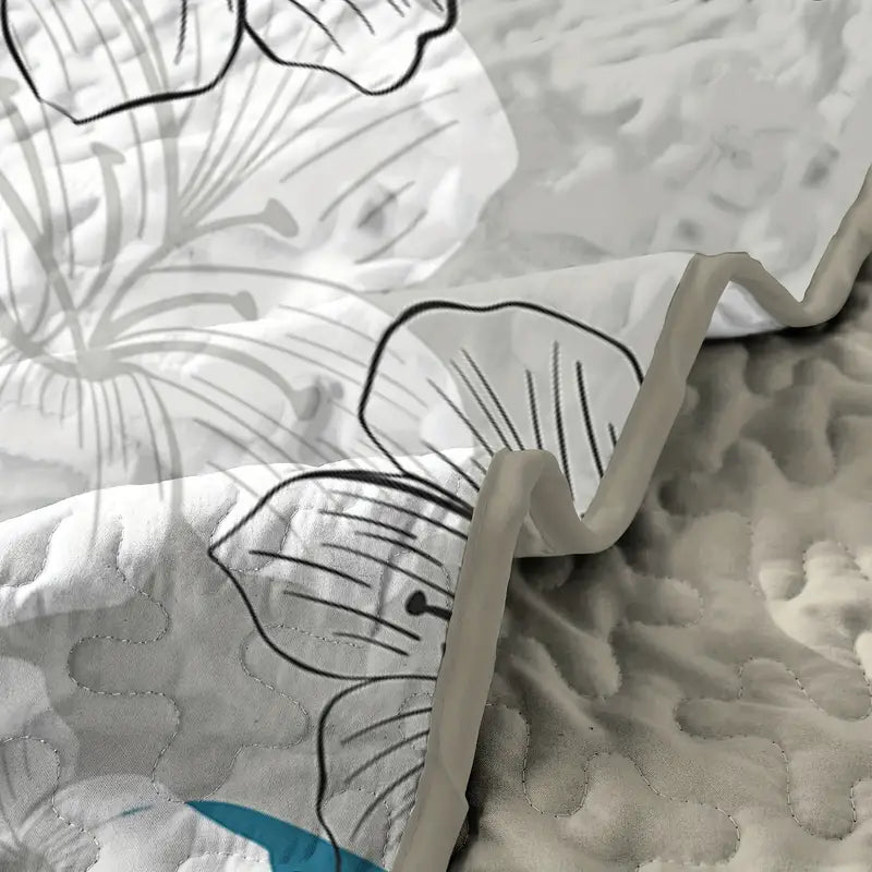 Teal Bohemian Floral 2/3 Piece Bedding Quilt Set