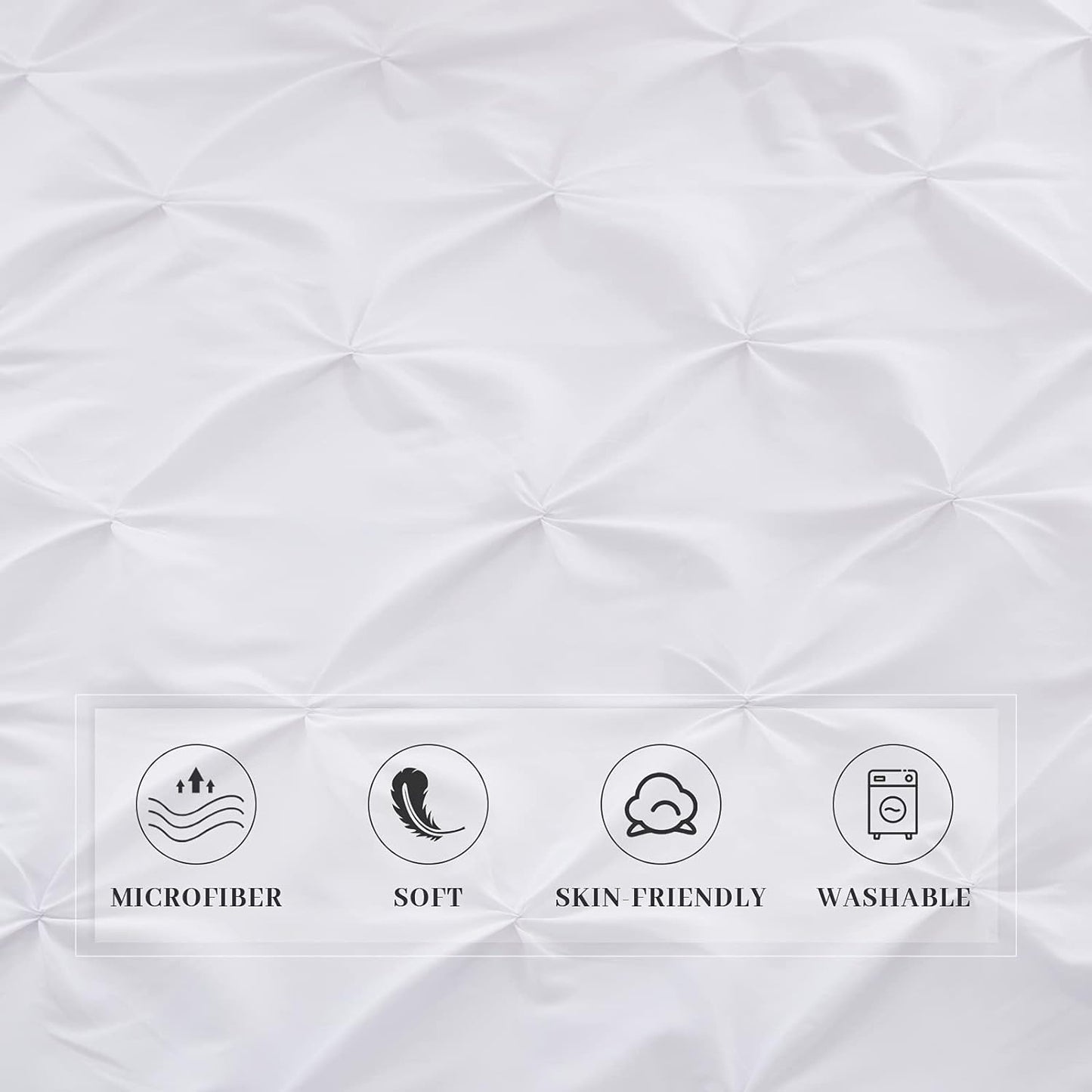 White Pinch Pleated 3 Piece Duvet Cover Set