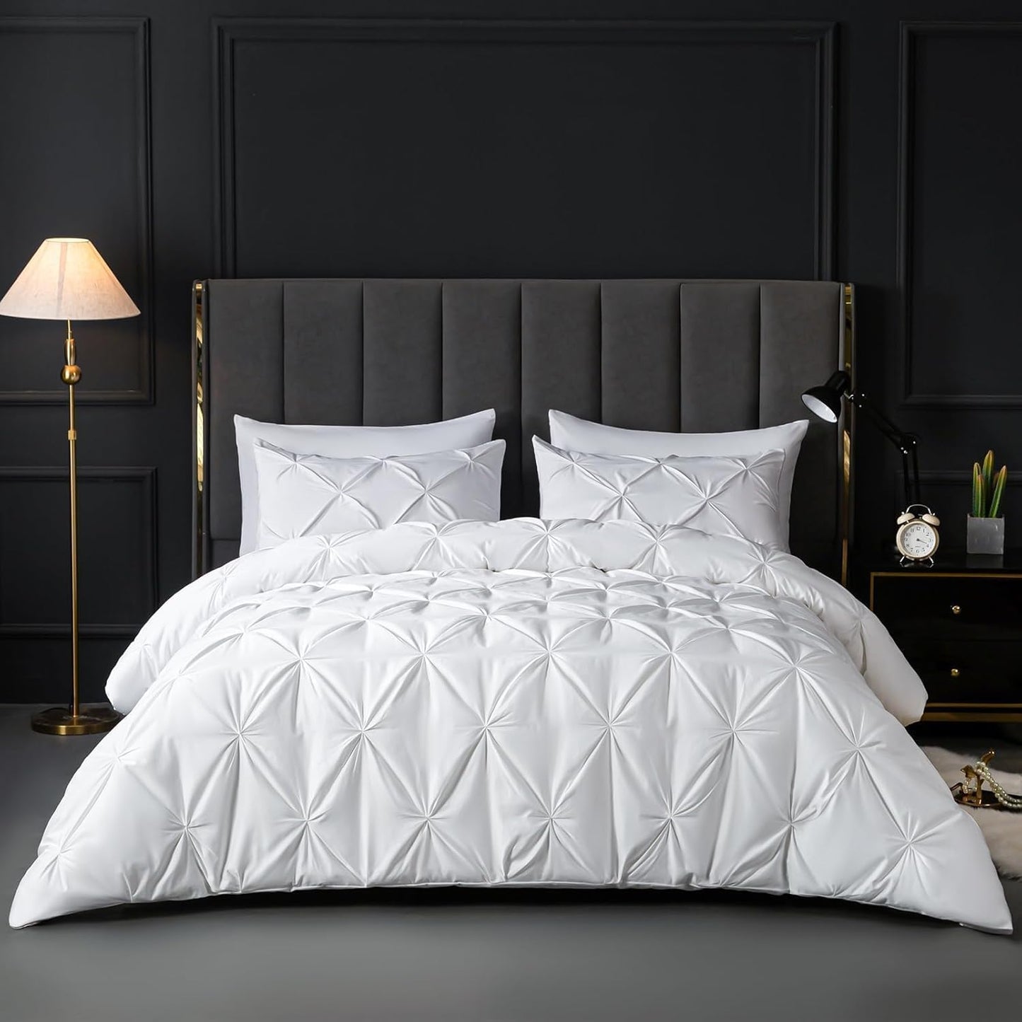 White Pinch Pleated 7 Piece Comforter Set