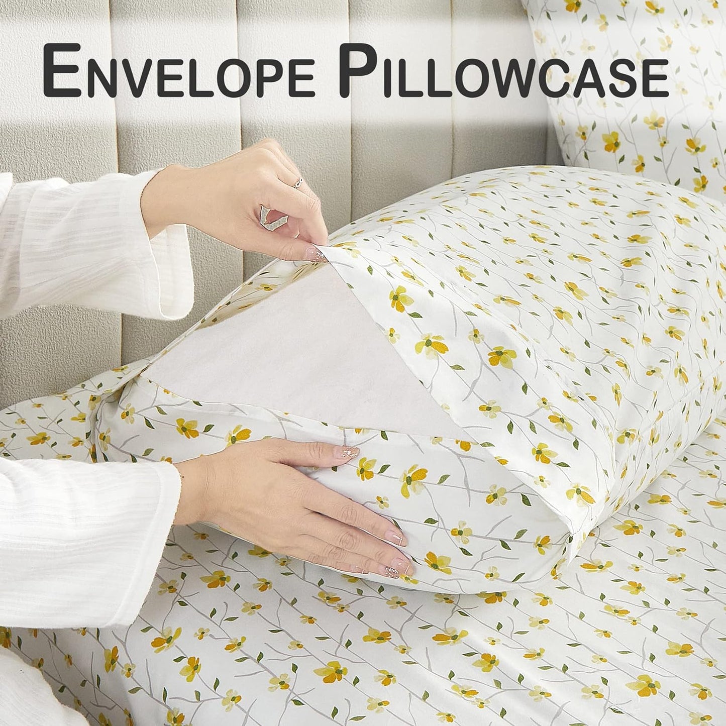 Ensemble de draps 4 pièces à poche profonde vert sauge