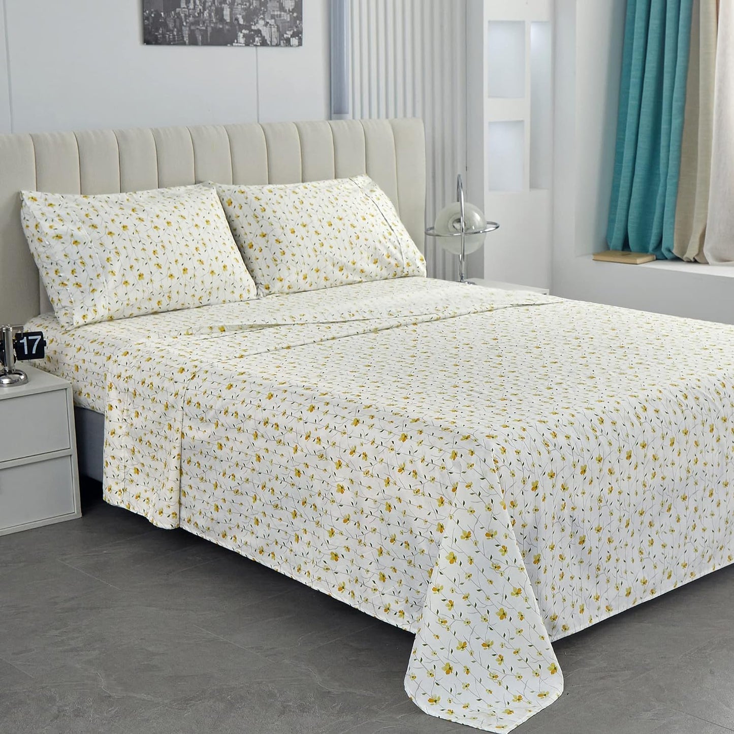 Ensemble de draps 4 pièces à poche profonde vert sauge