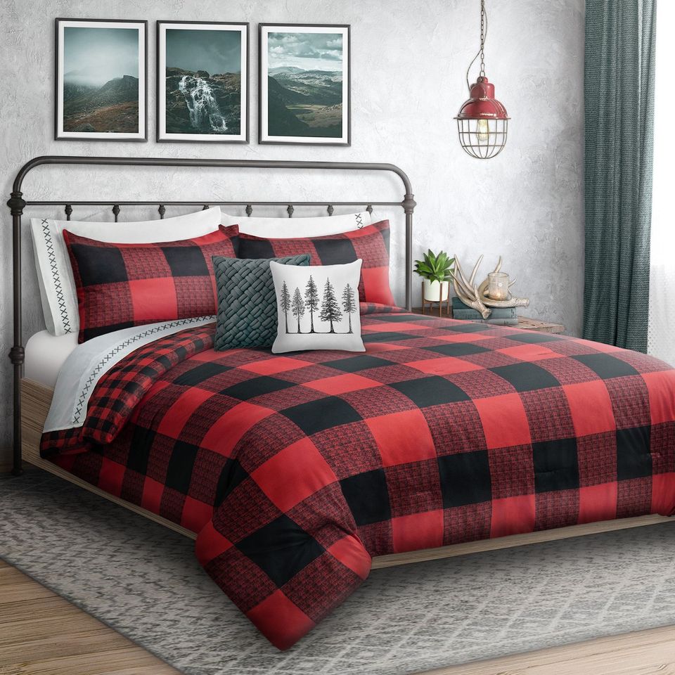 Buffalo Plaid Reversible 3 Piece Comforter Set