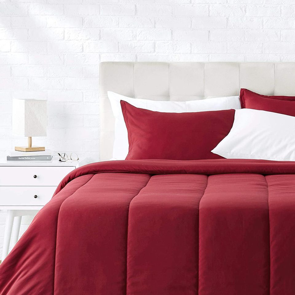 Solid Burgundy Bedding Comforter Set