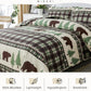 Cabin Bear Brown & Green 3 Piece Bedspread Set