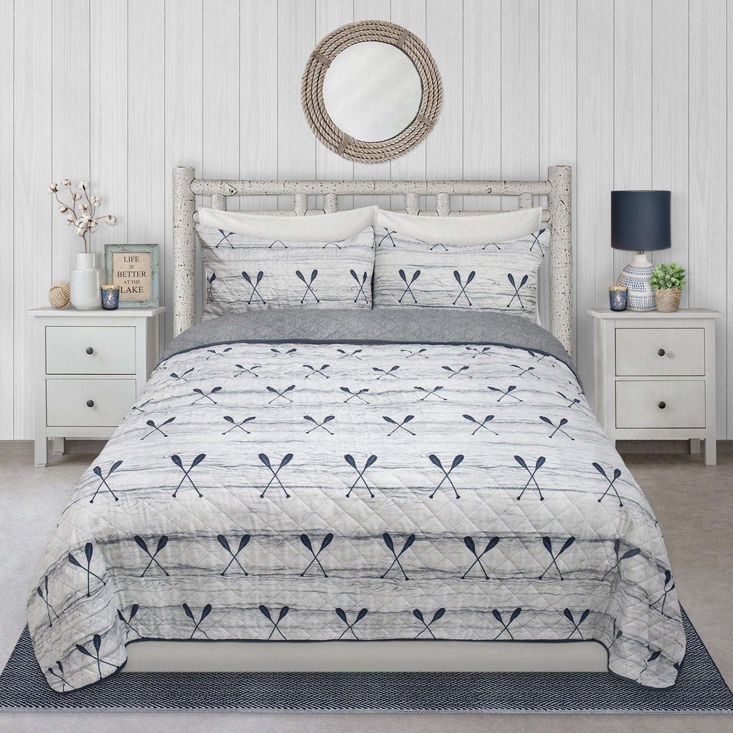 Canoe Reversible 3 Piece Bedding Quilt Set