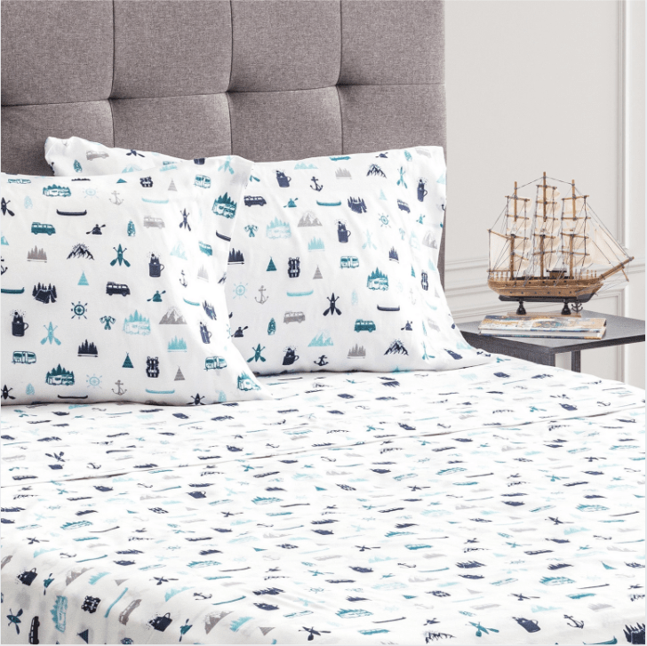 Ensemble de draps 4 pièces à poche profonde Cabin Lake