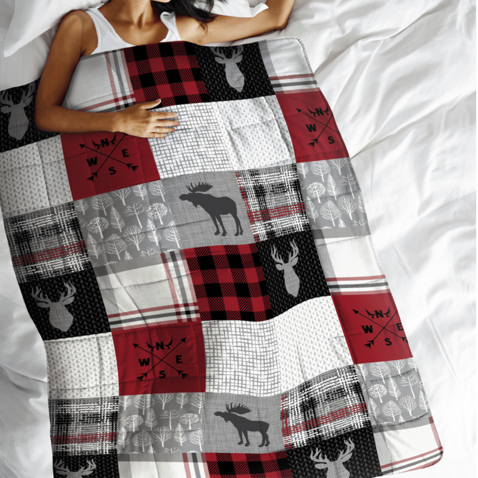Forest Patchwork Weighted Blanket 10 LBS DIN s Warehouse Deals