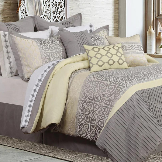 Yellow & Grey 7 Piece Comforter Set