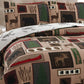 Brown & Green Rustic Deer Wildlife 3 Piece Bedding Quilt Set