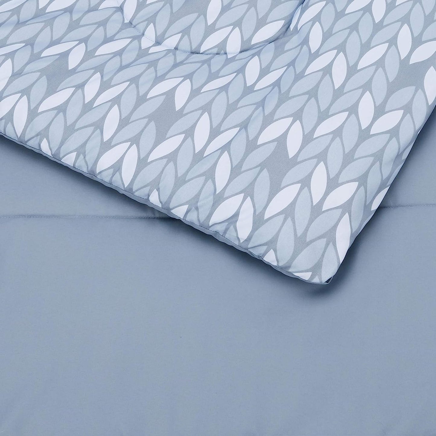 Grey Leaf 7 Piece Reversible Comforter Set