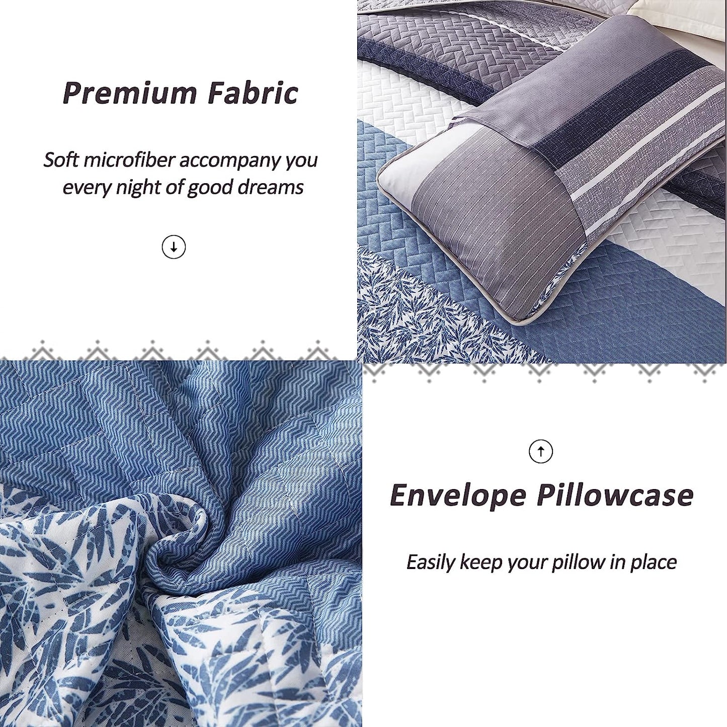 Boho Reversible 3 Piece Bedding Quilt Set - Various Colours Available