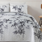 Botanical Grey Leaves Reversible 3 Piece Bedding Quilt Set