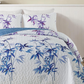 Botanical Blue / Purple Leaves Reversible 3 Piece Bedding Quilt Set