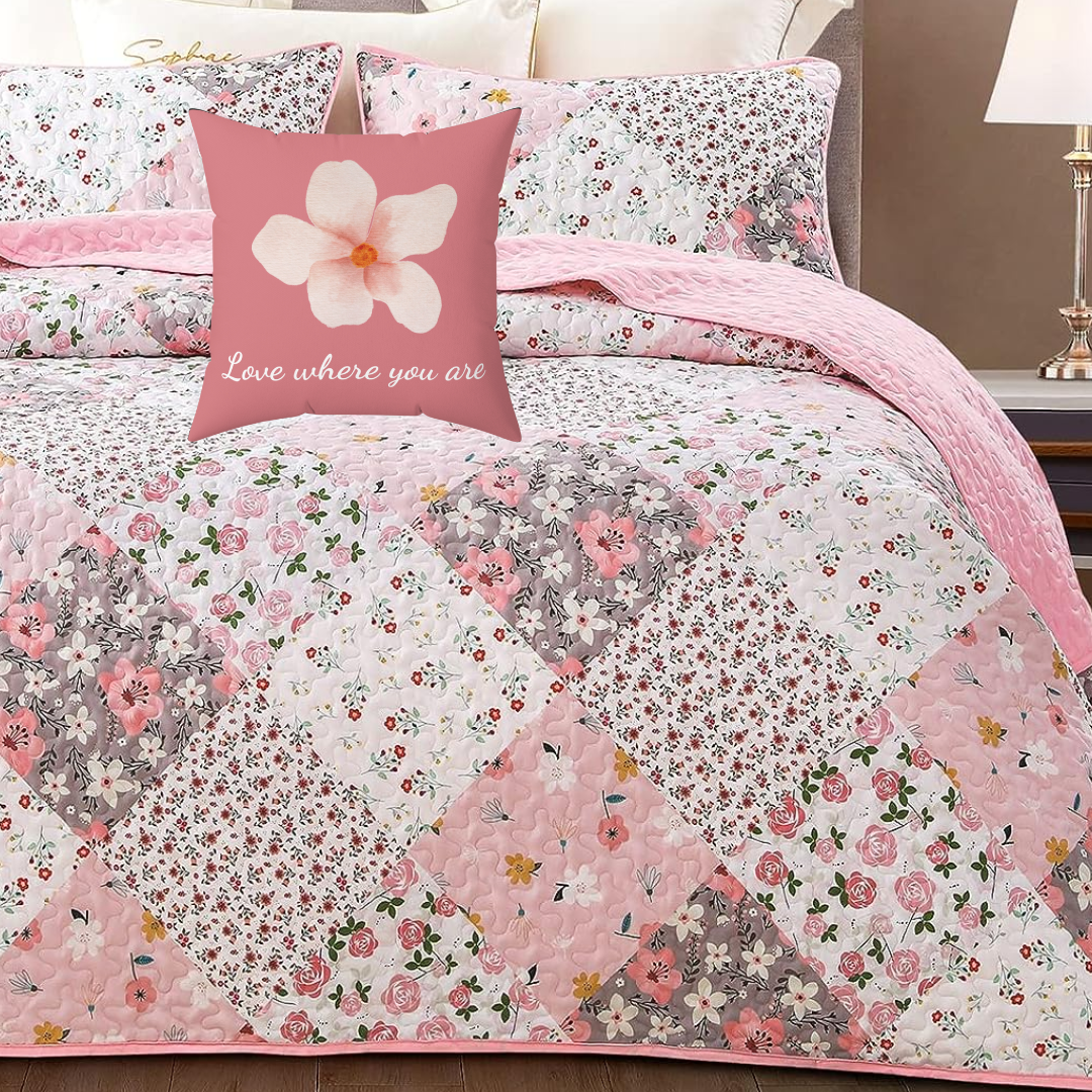 Pink Floral Accent Pillow