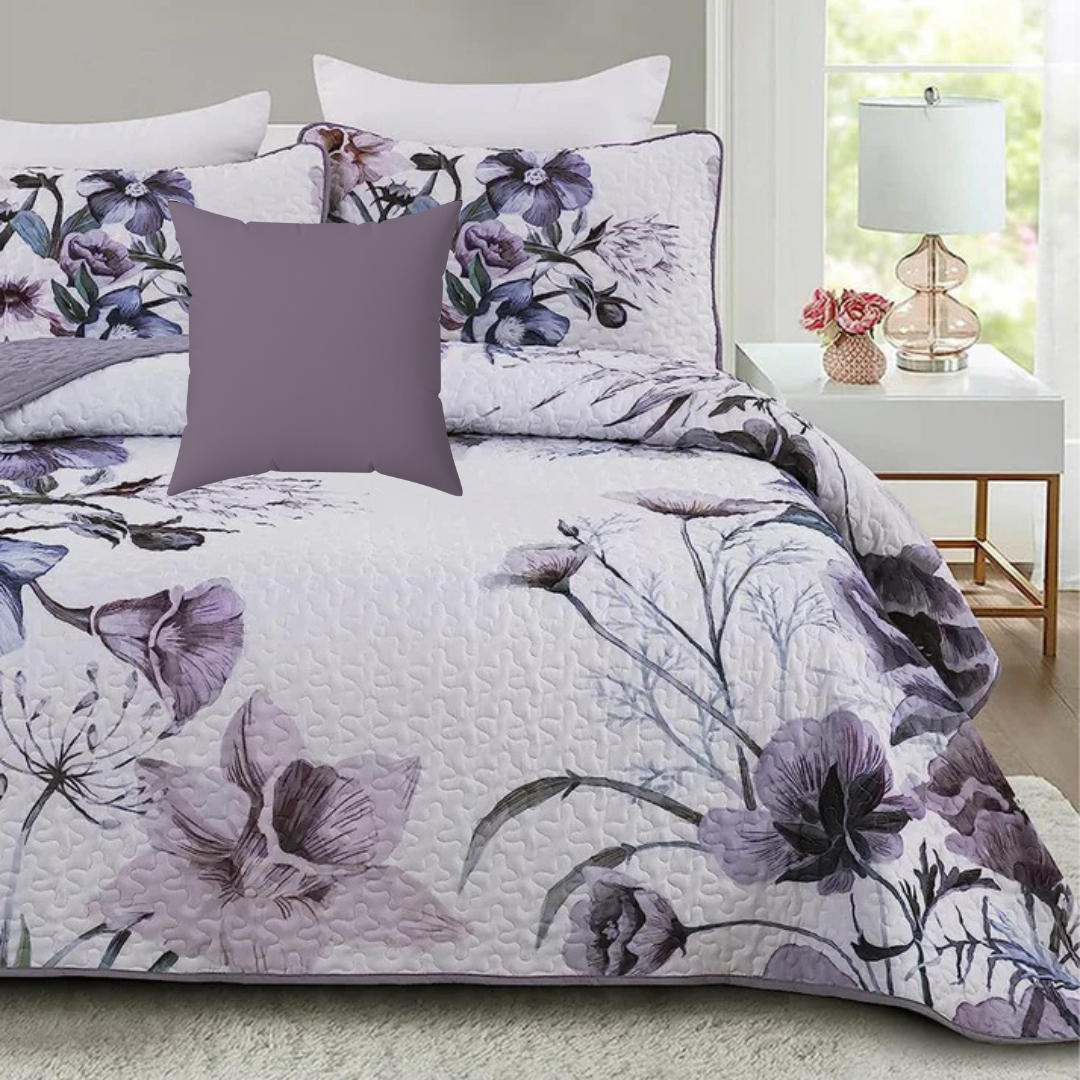 Purple Floral Accent Pillow