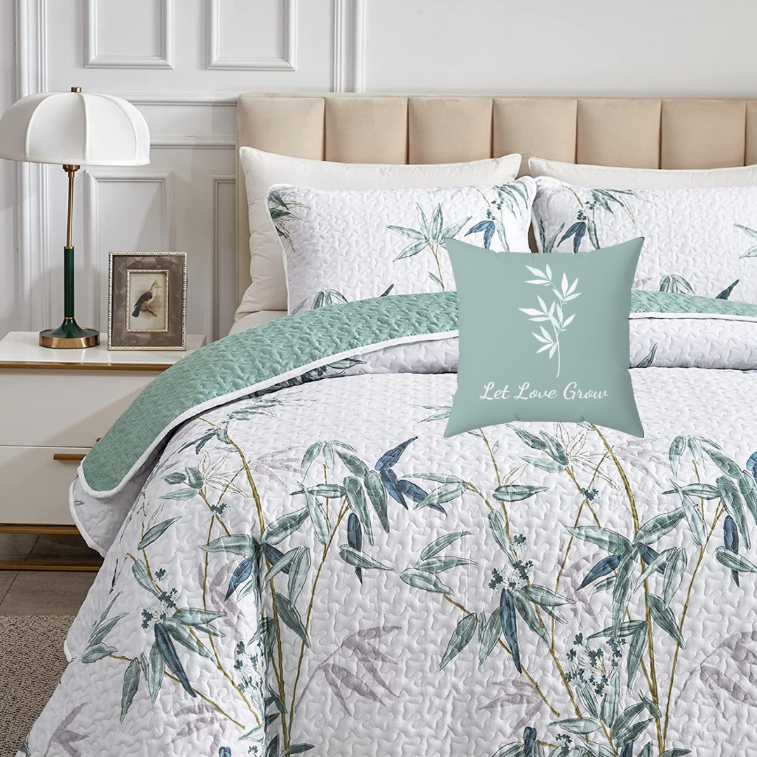 Botanical Green Leaves Accent Pillow