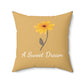 Yellow Floral "A Sweet Dream" Accent Pillow