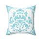 Light Blue Damask Accent Pillow