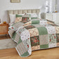Green Floral Patchwork 3 Piece Bedding Quilt Set