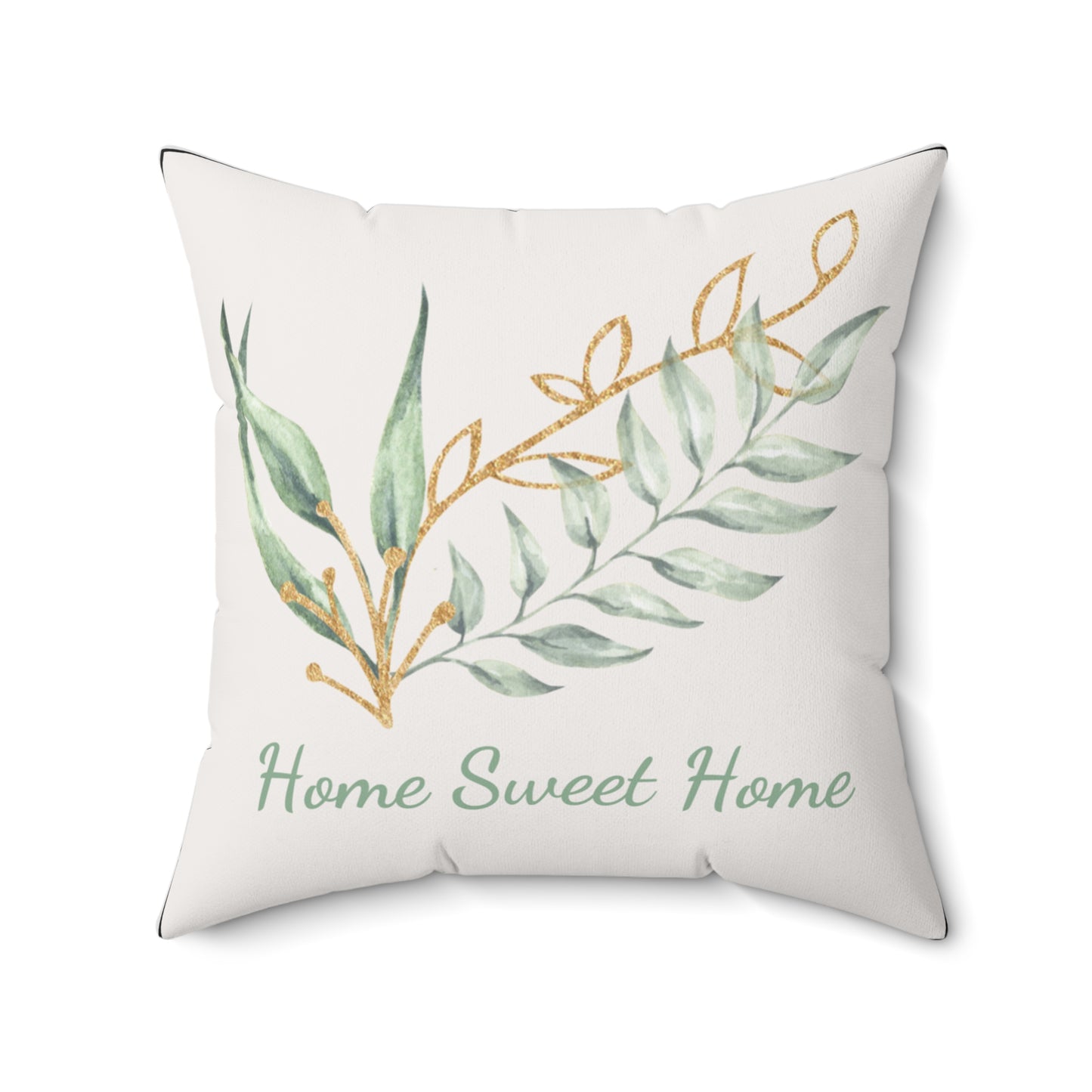 Botanical Green & Gold Accent Pillow