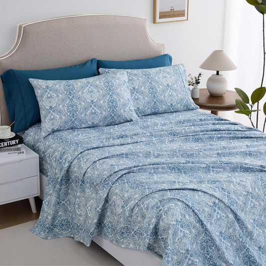 Blue Paisley Deep Pocket 6 Piece Sheet Set