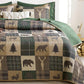 Rustic Bear Deer Brown & Green Cabin 3 Piece Quilt Set