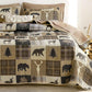 Rustic Bear Deer Brown & Beige Cabin 3 Piece Quilt Set
