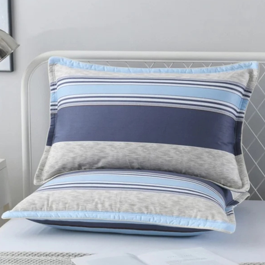 Blue & Grey Stripes Pillow Shams 2-Piece Set