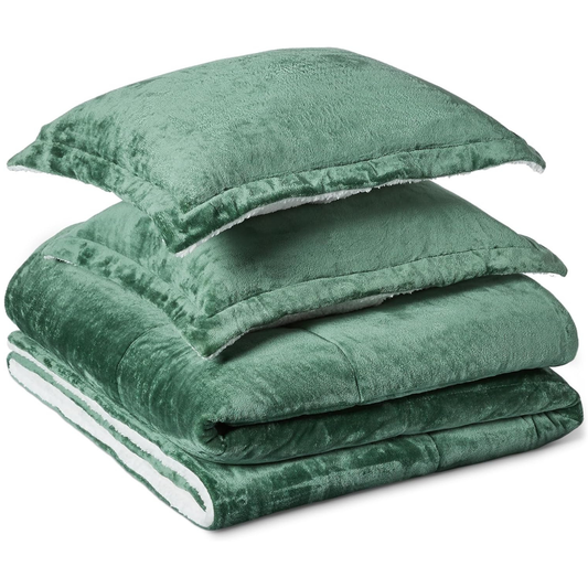 Green Reversible Sherpa 3 Piece Comforter Set