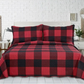 Red Black Buffalo Plaid 3 Piece Bedding Quilt Set