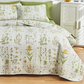 Botanical Green & Yellow Floral Reversible 3 Piece Bedding Quilt Set