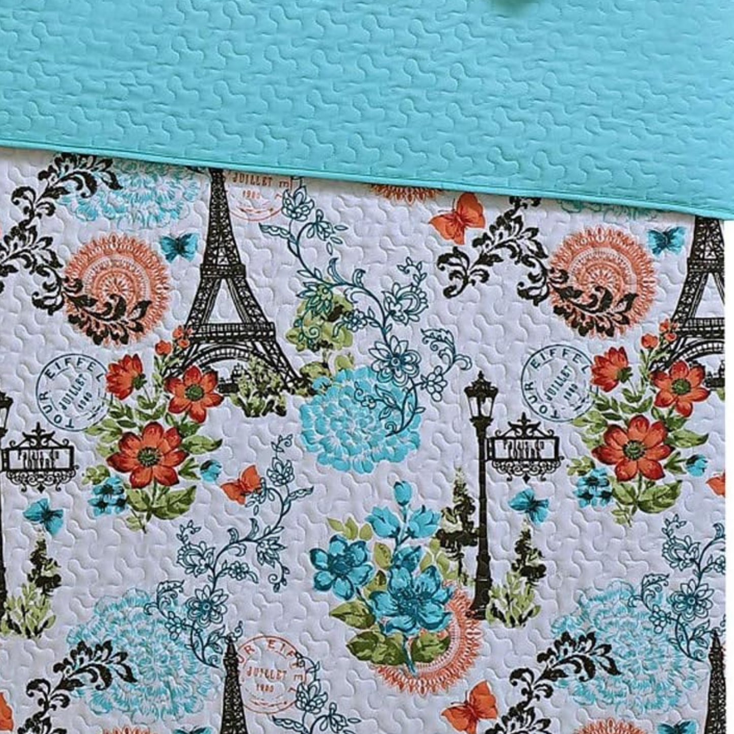 Ensemble de literie 3 pièces patchwork floral marron